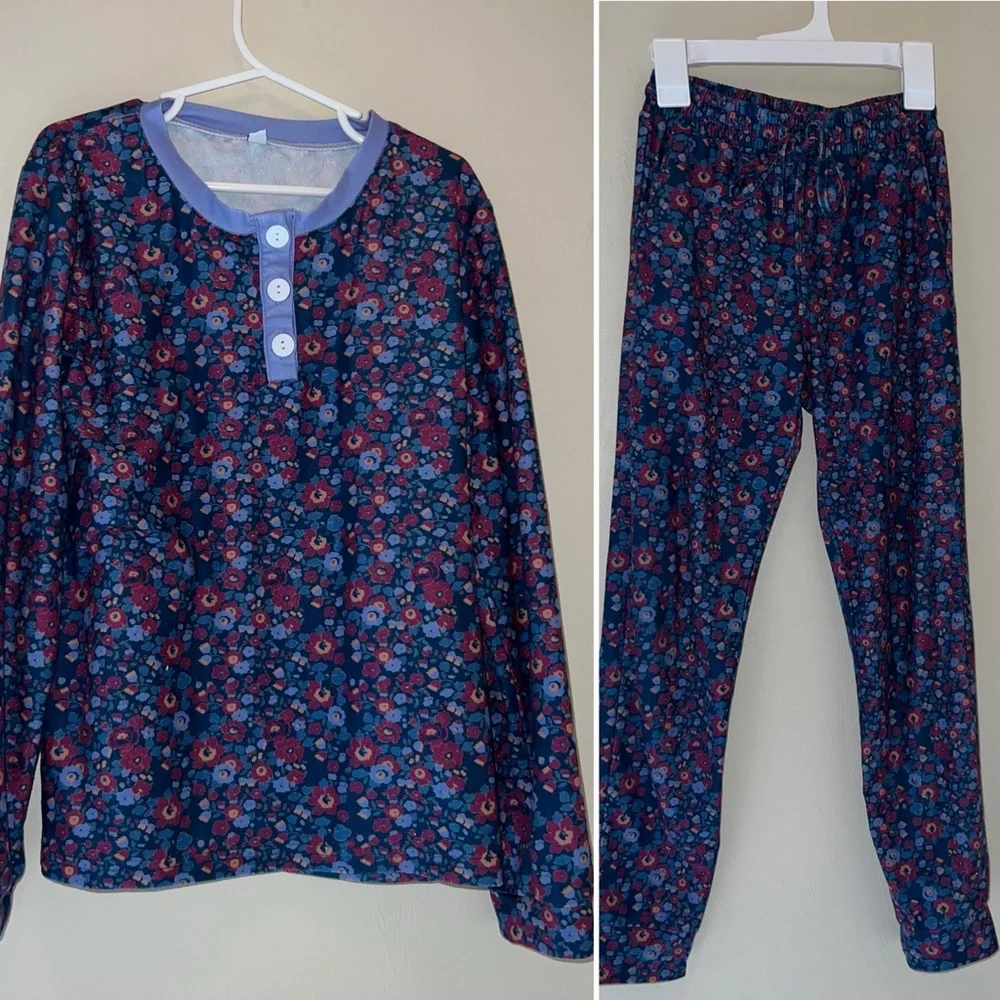 Jane + Jo Lounge Pajamas Jogger Set Moody Florals